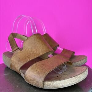 Korks Yanidel Tan Leather Open Toe Slingback Sandal US 10